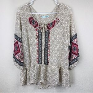 Maurices Boho Pink & Cream Top